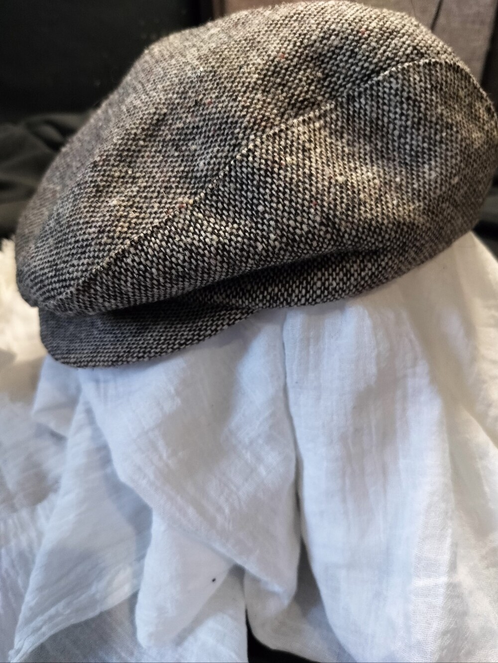 Vintage London Fog Tweed Flat Cap Gray Wool Blend Union Made USA Hat Small